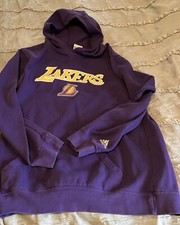 LOS ANGELES LAKERS Basketball ADIDAS Hoodie Youth LARGE Sweatshirt NBA Purple