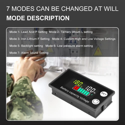 2x Farb Batterie Kapazität Monitor Messgerät DC8-100V 12/36/48V Prozent Spannungen - Bild 9 von 20