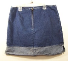 Route 66 Womens Denim Jeans Skirt Embroidered Designs Hem Size 13/14 Blue