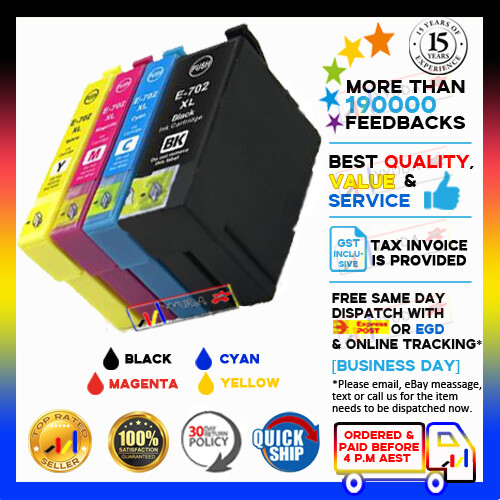 5x NoN-OEM 702 XL 702XL Ink for Epson 