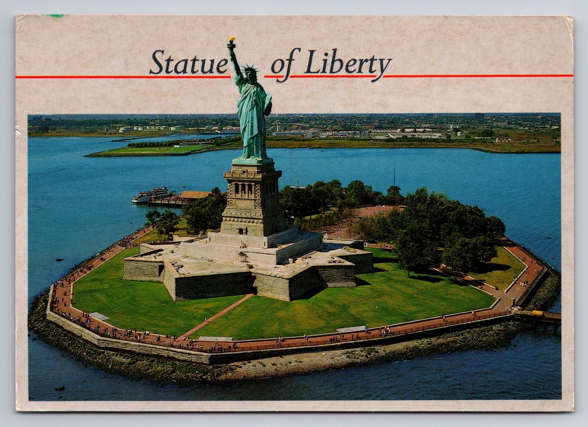 The Statue Of Liberty In New York Harbor Vintage Posted 1989