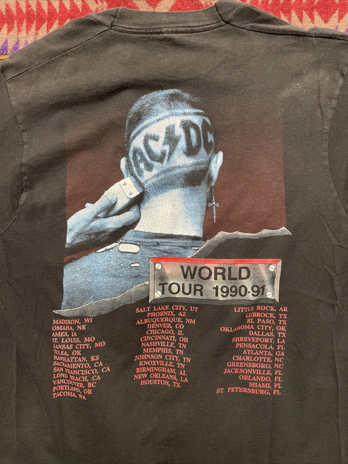 Vintage Ac/dc The Razor’s Edge World Tour 1990-91 T-Shirt Size L Black ...
