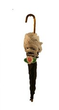 Puppenstube Miniatur - Regenschirm 8,5cm schwarz mit Spitzen 1:12