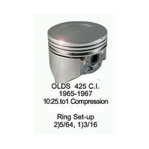 Juego de pistones/8 4 barriles + anillos fundidos para Oldsmobile/Olds 425 1965-1967 10,25:1 STD - Imagen 4 de 9