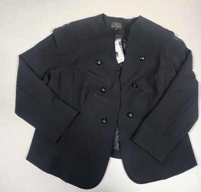 Worthington Womens Blazer Size 16W Stretch Blazer Jacket Black NWT