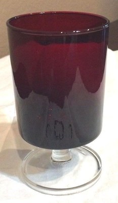 Luminarc Ruby Red Tumbler or Wine Glass with Clear Stem ~ Vintage FRANCE