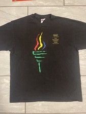 Vintage Atlanta Olympics Shirt XL Black Torch Made In USA Big Logo