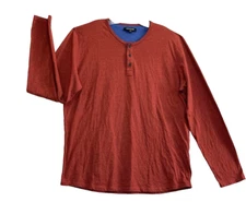 Hethcode Henley T-shirt Men XX Red Long Sleeve Cotton/Polyester Blend 