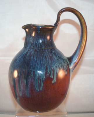 #ad Bill Campbell Studio Art Drip Glaze Pottery Pitcher Jug 8 1 2quot; Signed $64.99