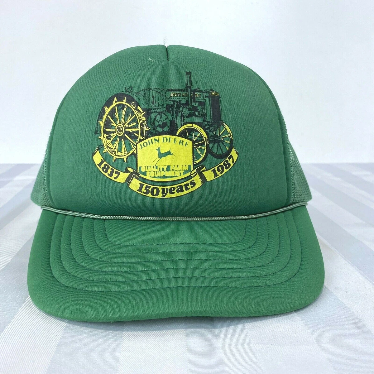John Deere 150 Years Vintage Trucker Snapback Hat Cap 80s