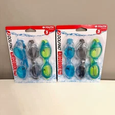 DOLFINO YOUTH SWIMMING TINTED GOGGLES FLEX FRAME UV PROTECTION 3PK LOT X2