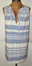 New Womens Prana NWT S Natasha Tunic Blue White Pockets Sleeveless Long Top UPF