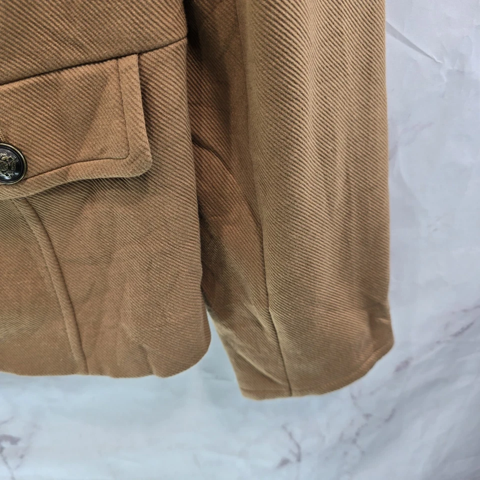 Talbots Jacket Womens 14W 1X Brown  Blazer Mock Safari Twill Knit Band Collar - Image 4 of 4