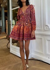 NWT Ulla Johnson Anika Floral Mini Dress in Odessa Size 6 V Neck Smocked Dainty