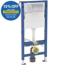 Geberit 1120mm Duofix Wall Hung Frame Flush Plate & Delta Dual Concealed Cistern