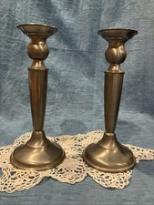 VTG Elegant Pair Of Pewter Candle Holders by HANLE made In USA