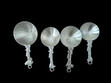 Ornate Vintage Farmhouse Measuring Cups Set of 4 Sunflower Cow Pig Pewter Style