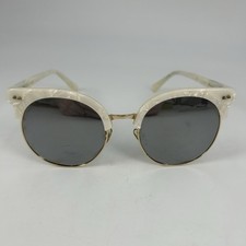 Gentle Monster Moon Cut Sunglasses WHITE Marbled Iridescent / Gold Mirrored Lens