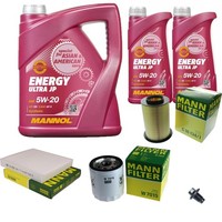 Mann Inspektionspaket 7L Mannol Energy Ultra JP 5W-20 FüR Ford C-Max 2.0 1.8