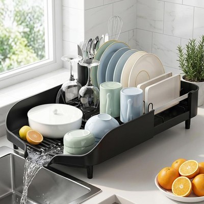 Dish Drying Rack, Expandable Dish Rack for Kitchen Counter, Stainless Steel Dish