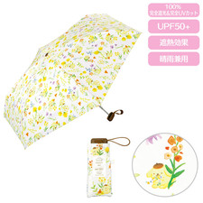 PomPomPurin Mini Folding Umbrella for Sun and Rain Watercolor Flower Sanrio New
