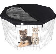 Pet Playpen Top Cover, Black, Adjustable Half Mesh - NWOT Dog Supplies
