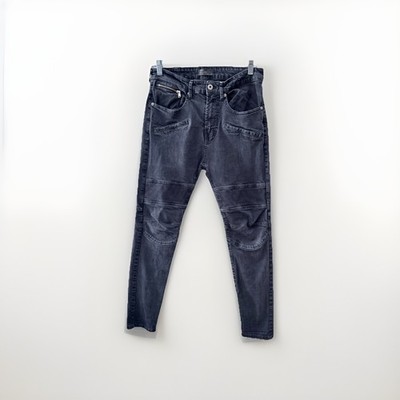 Zara Man Moto Jeans Size 38 (US 30)   Biker Slim Fit Distressed Gray Denim
