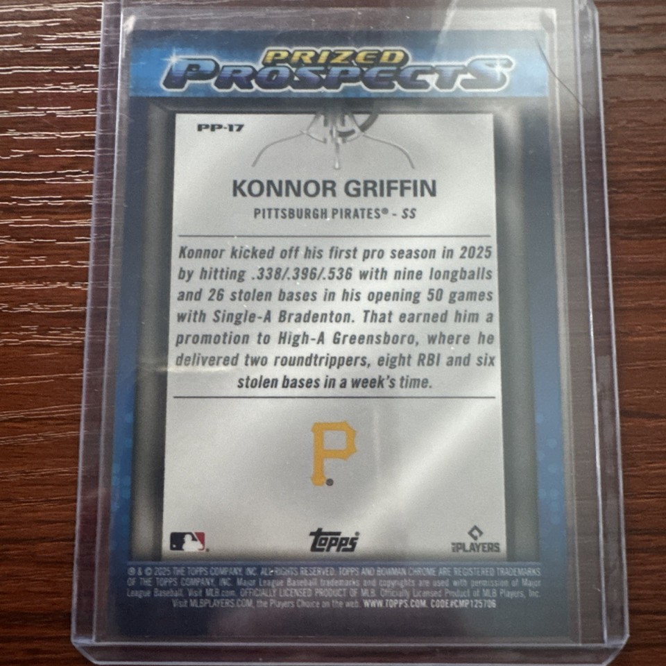 2025 Bowman Chrome Prized Prospects Konnor Griffin /150 Rare #1 ...