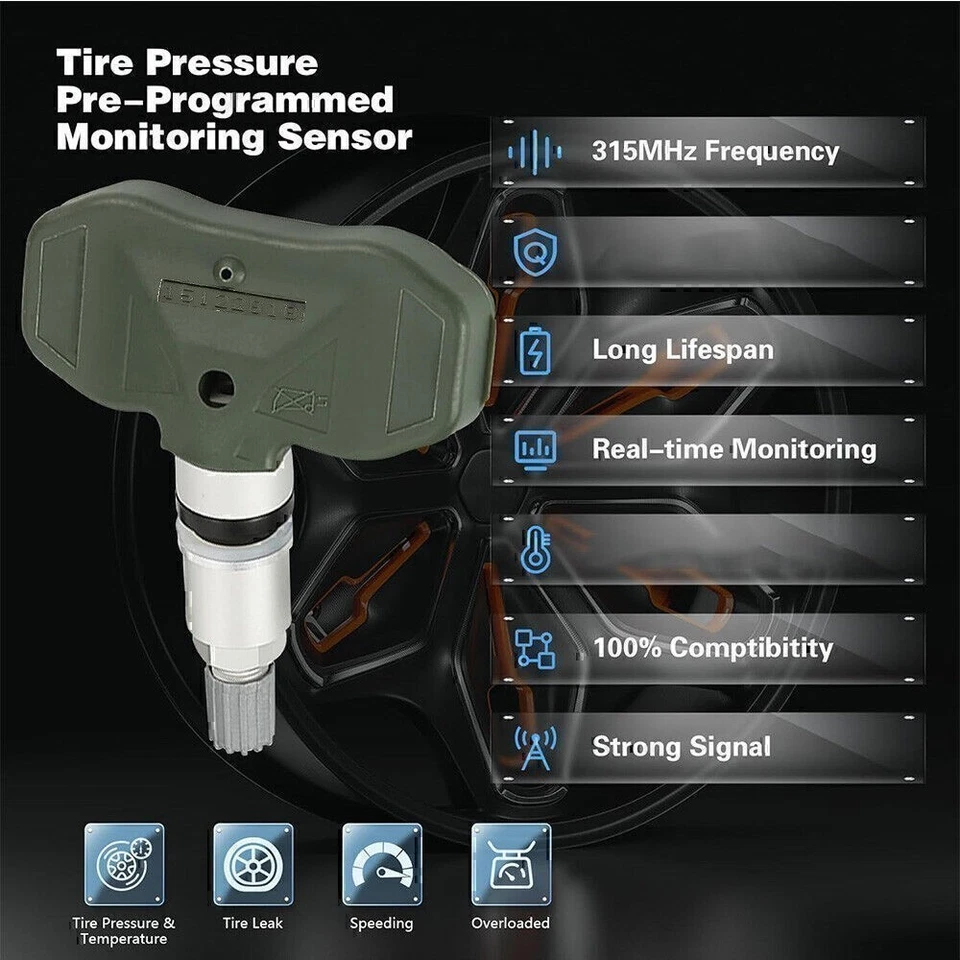 Juego de 4 sensores TPMS 15122618 para Chevy Colorado GMC Canyon Hummer H3 H3T 315Mhz Foto 2 de 4