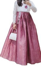 Korean Traditional Hanbok Full Set Pink Rose Gold Silk Sheer Embroidered  Bag