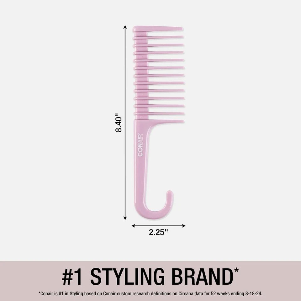 Conair Flexi Head Shower Hair Comb Pink Wide Tooth Detangler for Wet Hair - Image 4 of 4