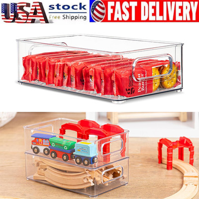 Clear Organizer Storage Bin Plastic Containers For Pantry Food & Kitchen Fridge