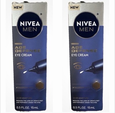 Lot Of 2 Nivea Age Defense Eye Cream W/ Hyaluronic Acid 24Hr Hydrating .5oz 15ml
