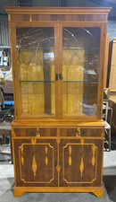 Stunning Reproduction Yew Glazed Display Cabinet