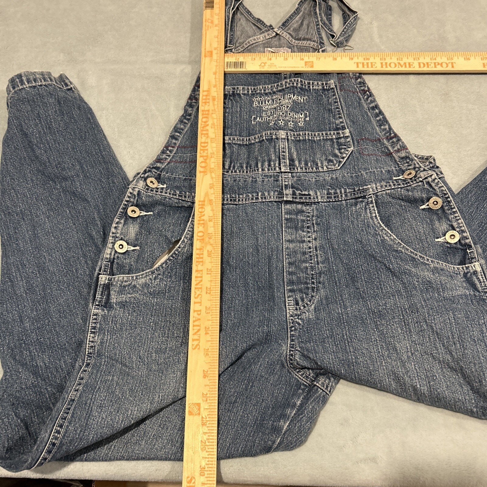 Y2k 2000s Beyond Baggy Denim Overalls Mens Medium 36x29 Vtg BUM B.U.M Equipment thumbnail 14