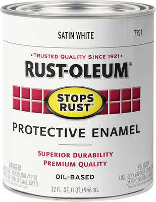 7791502 Stops Rust Brush Paint, Quart, Satin White