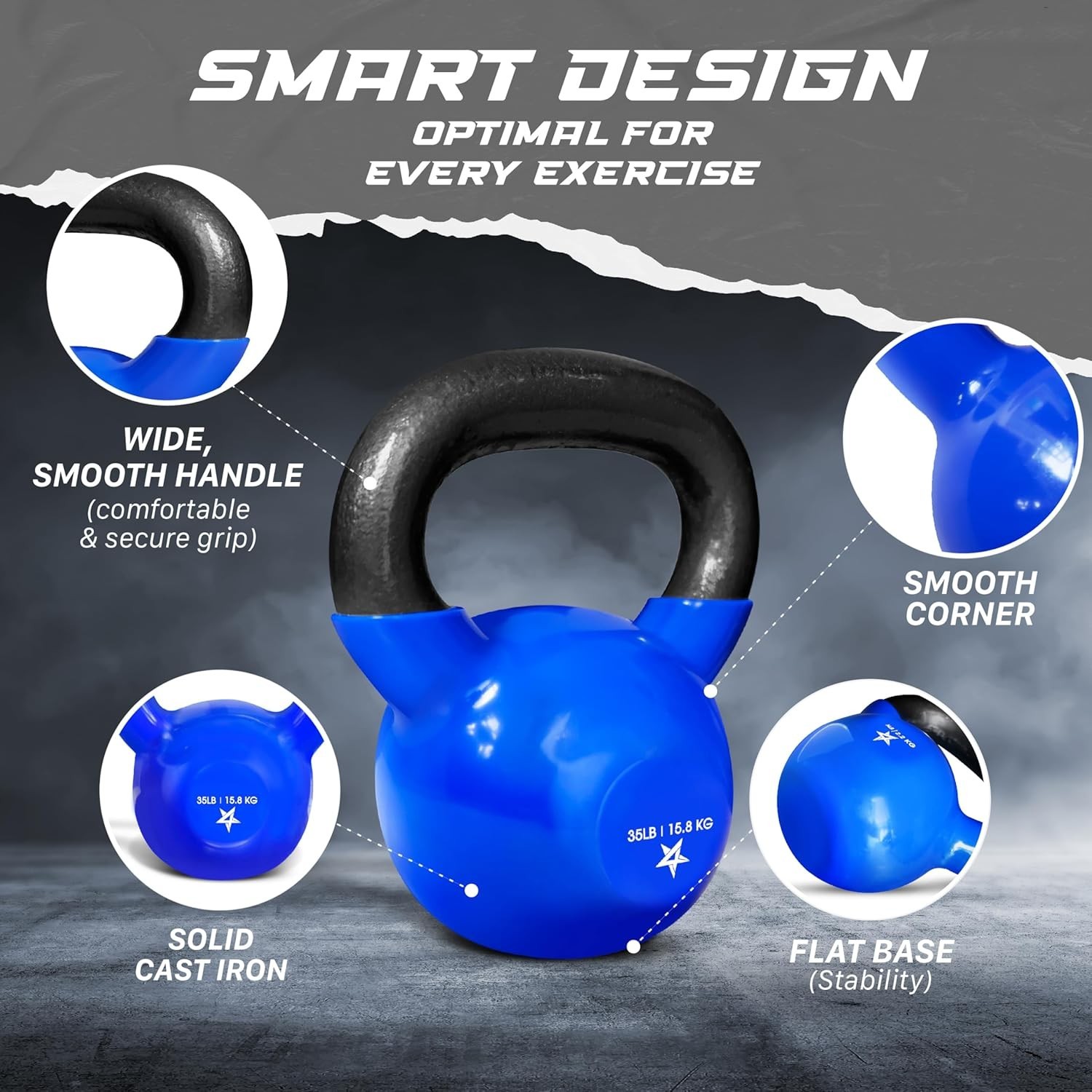 BRAND NEW Yes4All 35 lb Kettlebell Weight Vinyl Coated Cast Iron