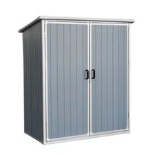 5x3 FT Outdoor Resin Storage Shed Tool Shed with Lockable Doors for Bikes Gray