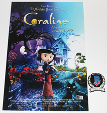 AUTHOR NEIL GAIMAN SIGNED 'CORALINE' 12x18 MOVIE POSTER 1 BECKETT COA BOOK