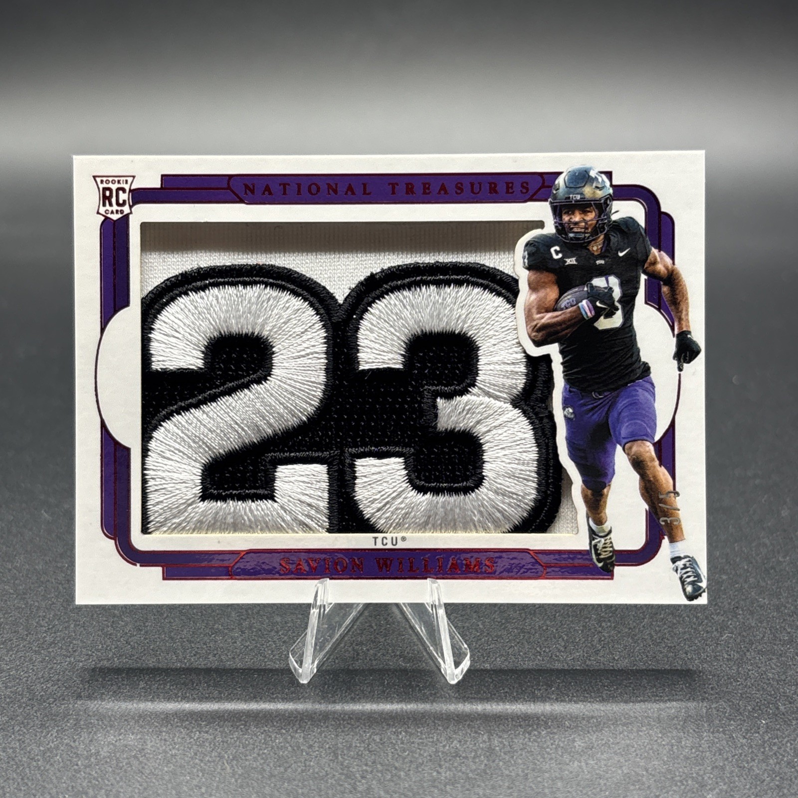 Savion Williams Panini National Treasures Collegiate Flawless Rookie Patch Autographs Horizontal #SWS Ruby