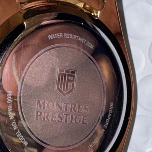 Montres Prestige Herren Gold Analog Armbanduhr Blaues Ziffernblatt Wasserdicht mit Box - Bild 2 von 6