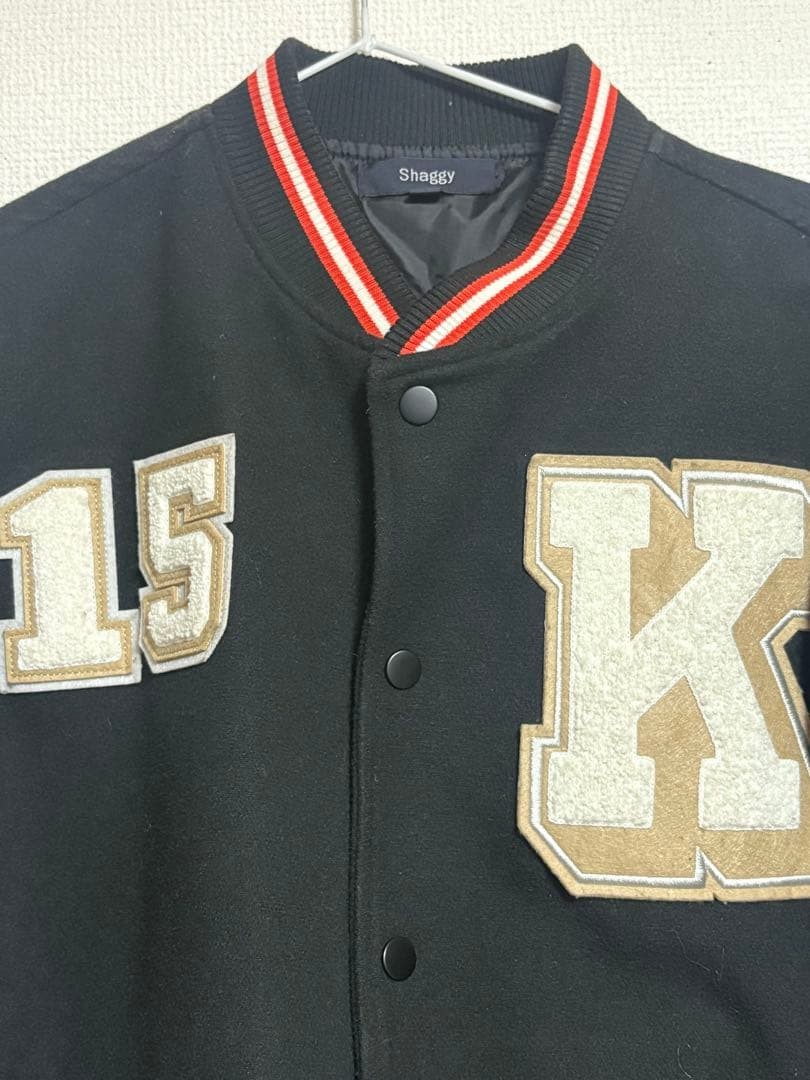 M Size Stadium Jacket Shaggy Patchwork Leather Em… - image 3