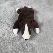 Ty Beanie Baby Bruno the Bull Terrier Dog Brown White Plush Vintage 1997