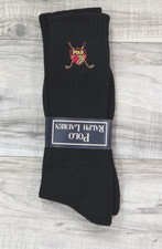 Vintage - NOS - Polo Ralph Lauren Crest Black Golf Cotton Blend Crew Socks 10-13