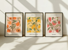 Fruit Market Art Print | Set Of 3 Lime Lemon Orange Wall Art Kitchen Home Decor