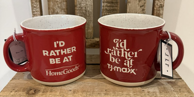 NEW  I d Rather Be At TJmaxx /Home Goods  Set Of 2 Coffee Mugs Marshall s Decor