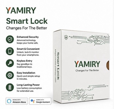 YAMIRY Keypad Smart Door Lock, App Remote Access Auto Lock, Black