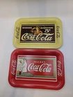 Set Of Two Vintage 1990 Coke COCA-COLA Metal Advertising Tray.