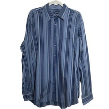 Bugatchi Uomo Blue Striped Button Down Dress Shirt sz XXL EUC