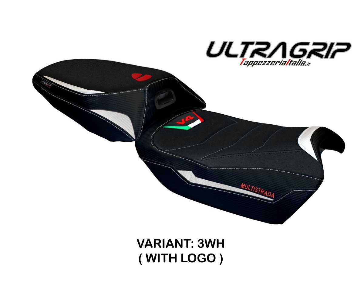 Seat cover Adelaide UGrip White WH + logo TPZ Ducati Multistrada V4 2021 2026